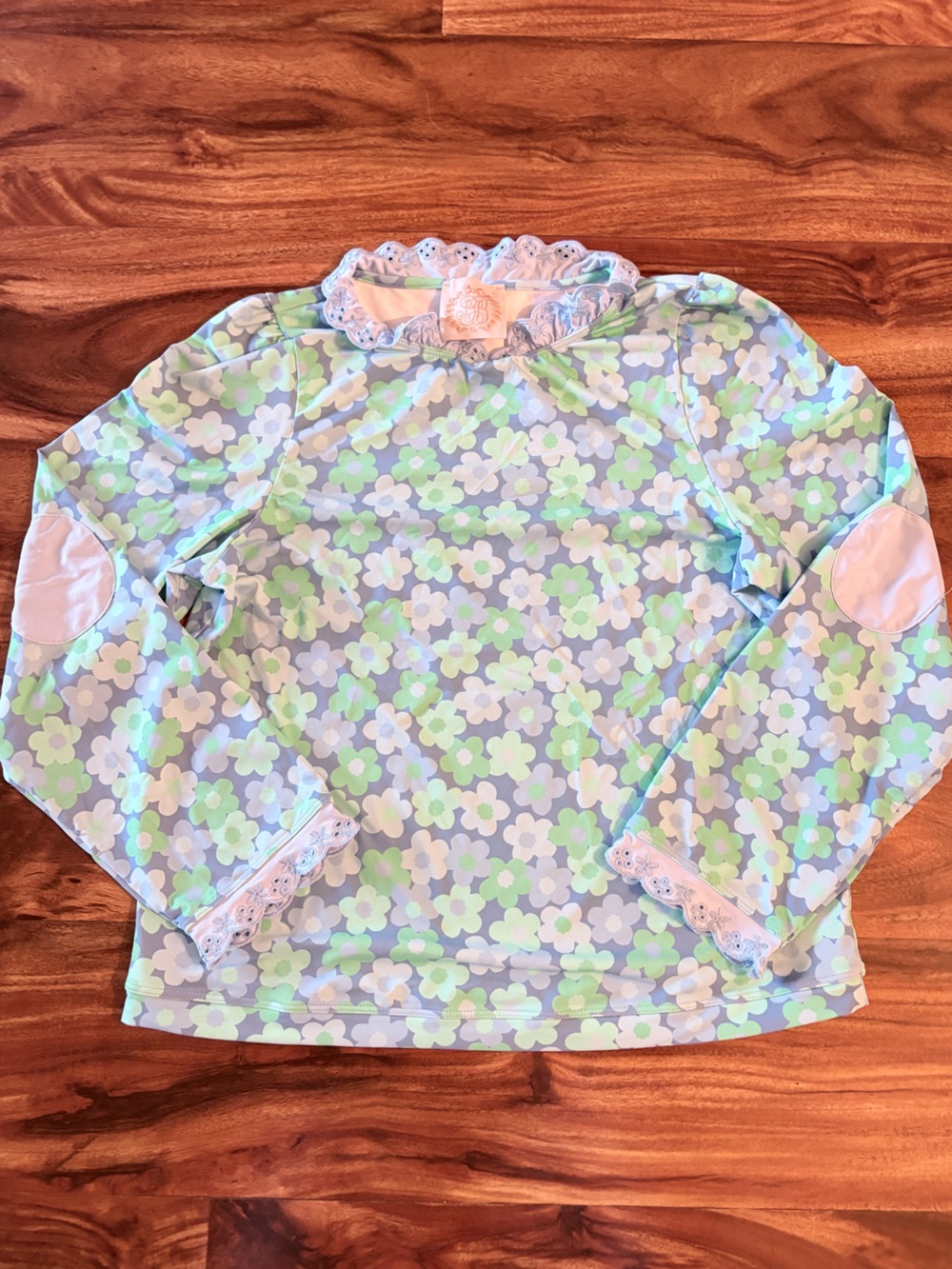 The Beaufort Bonnet Company Co Girls Blue Mint Floral Rashguard Size 14 Swim Top